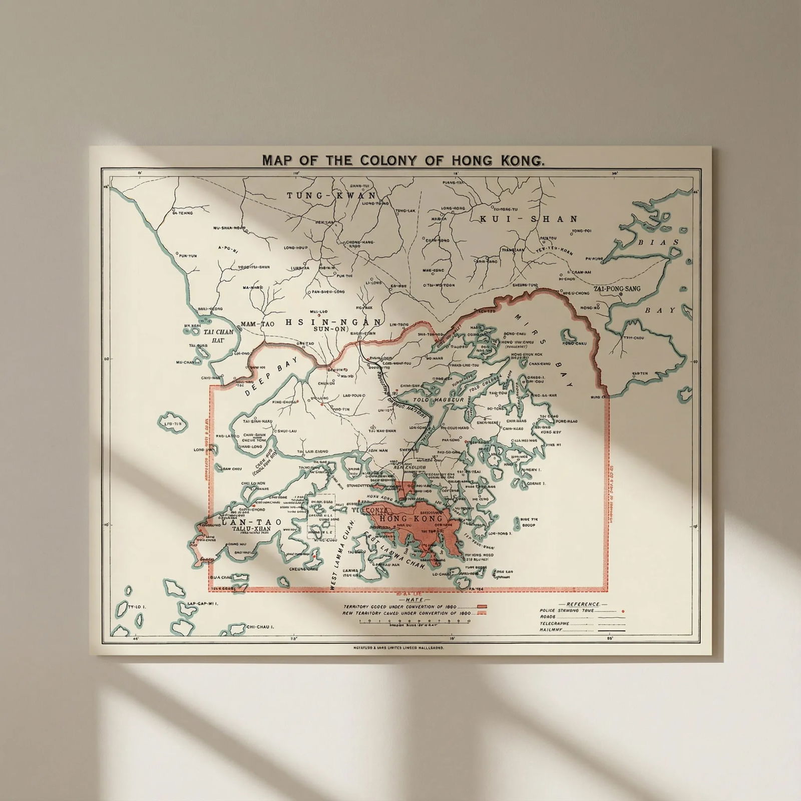 Map of the Colony of Hong Kong. Territories ceded 1860 & 1898. Waterlow 1919: Title: Map of the Colony of Hong Kong. Territories ceded 1860 & 1898. Waterlow 1919 Description: Map of The Colony of Hong Kong'. Waterlow & Sons Ltd., London Wall, London. Published 1919. Antique col
