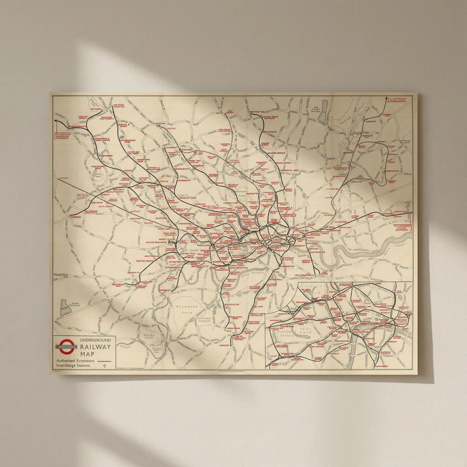 London Transport Underground Railway Map. Central Line & Northern Heights 1937: Title: London Transport Underground Railway Map. Central Line & Northern Heights 1937 Description: London Transport Underground Railway Map [Print code 37-3588-7,250]. The map includes several of the