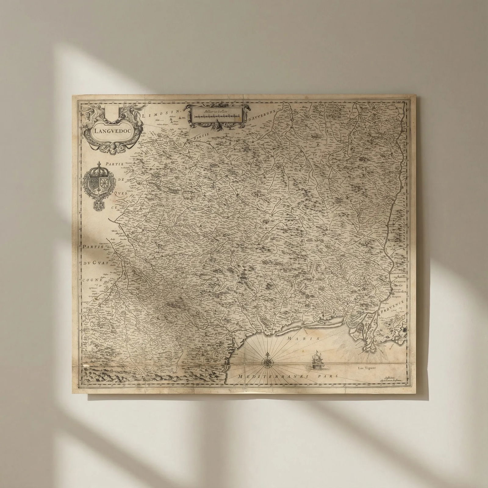 Languedoc. Occitanie region by Johannes Janssonius c1641 old antique map chart: Title: Languedoc. Occitanie region by Johannes Janssonius c1641 old antique map chart Description: Languedoc [Languedoc]. Languedoc, now roughly corresponding with Occitanie and north to Lyons by Jans