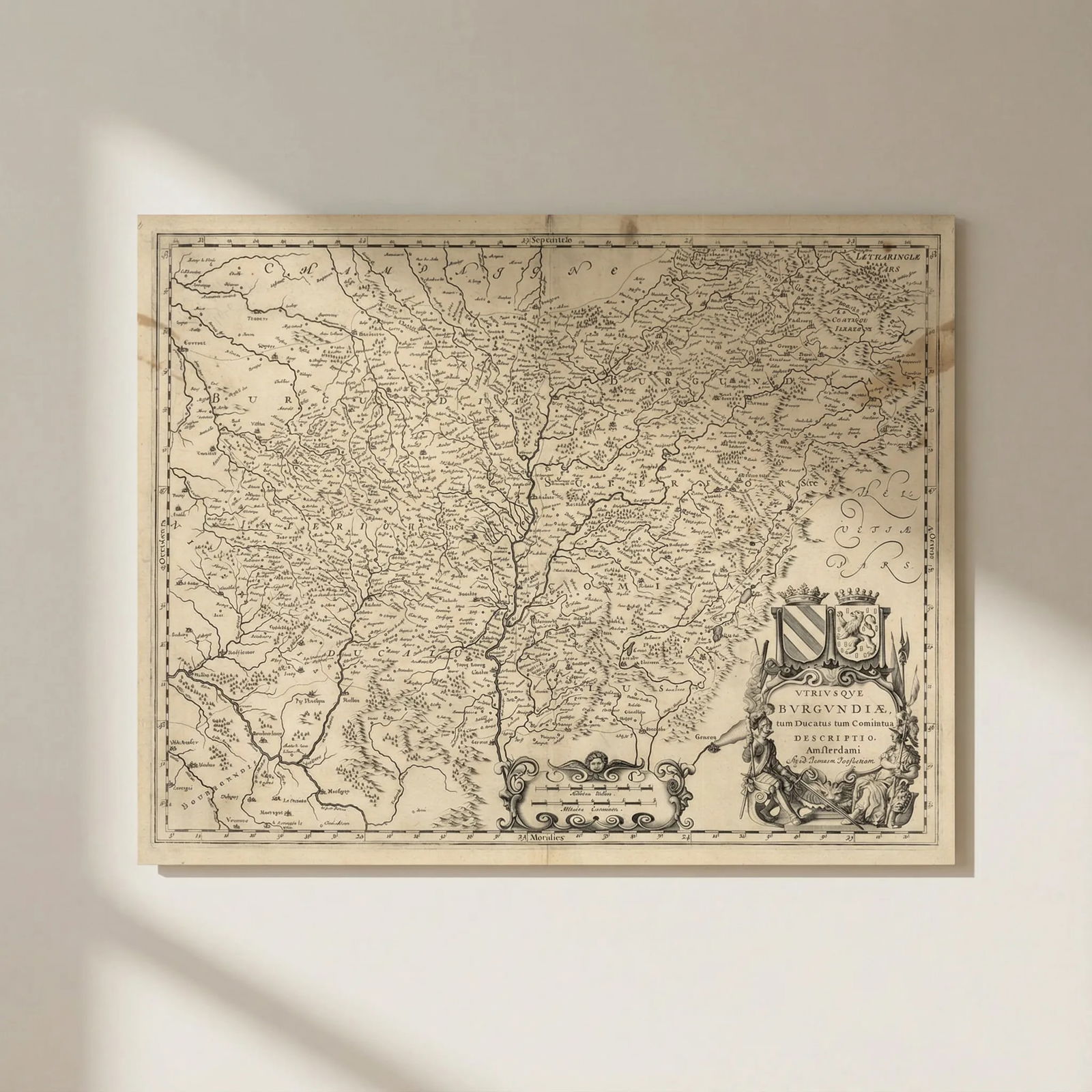 Utriusque Burgundiae tum Ducatus tum Comitatus Descriptio. Janssonius c1631 map: Title: Utriusque Burgundiae tum Ducatus tum Comitatus Descriptio. Janssonius c1631 map Description: Utriusque Burgundiae tum Ducatus tum Comitatus Descriptio [Description of both Burgundies, the Duchy