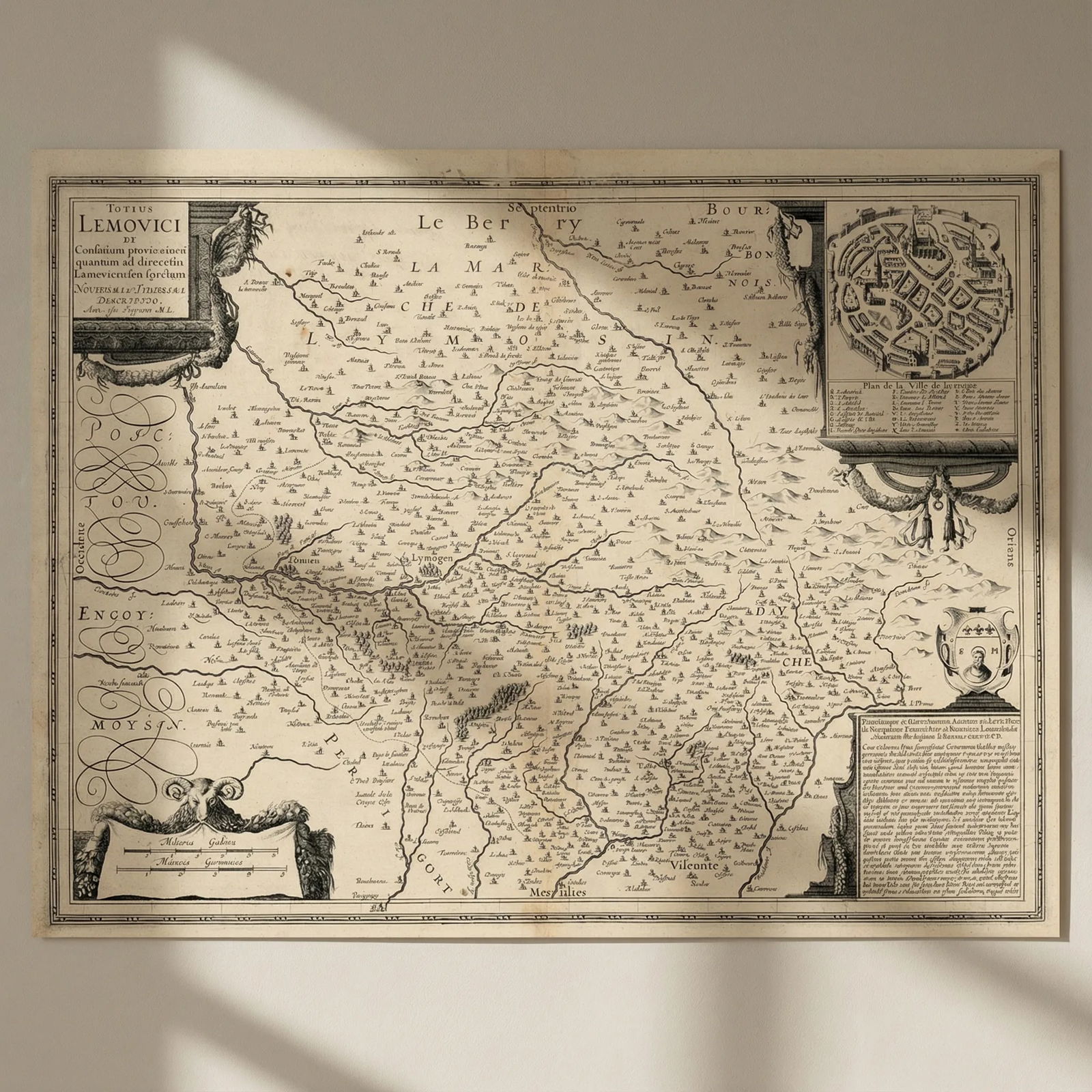 Totius Lemovici et Confinium… Limoges / Limousin by Mercator/Hondius c1630 map: Title: Totius Lemovici et Confinium… Limoges / Limousin by Mercator/Hondius c1630 map Description: Totius Lemovici et Confinium provinciarum quantum ad dioecesin Lemovicensen spectant. Novissima