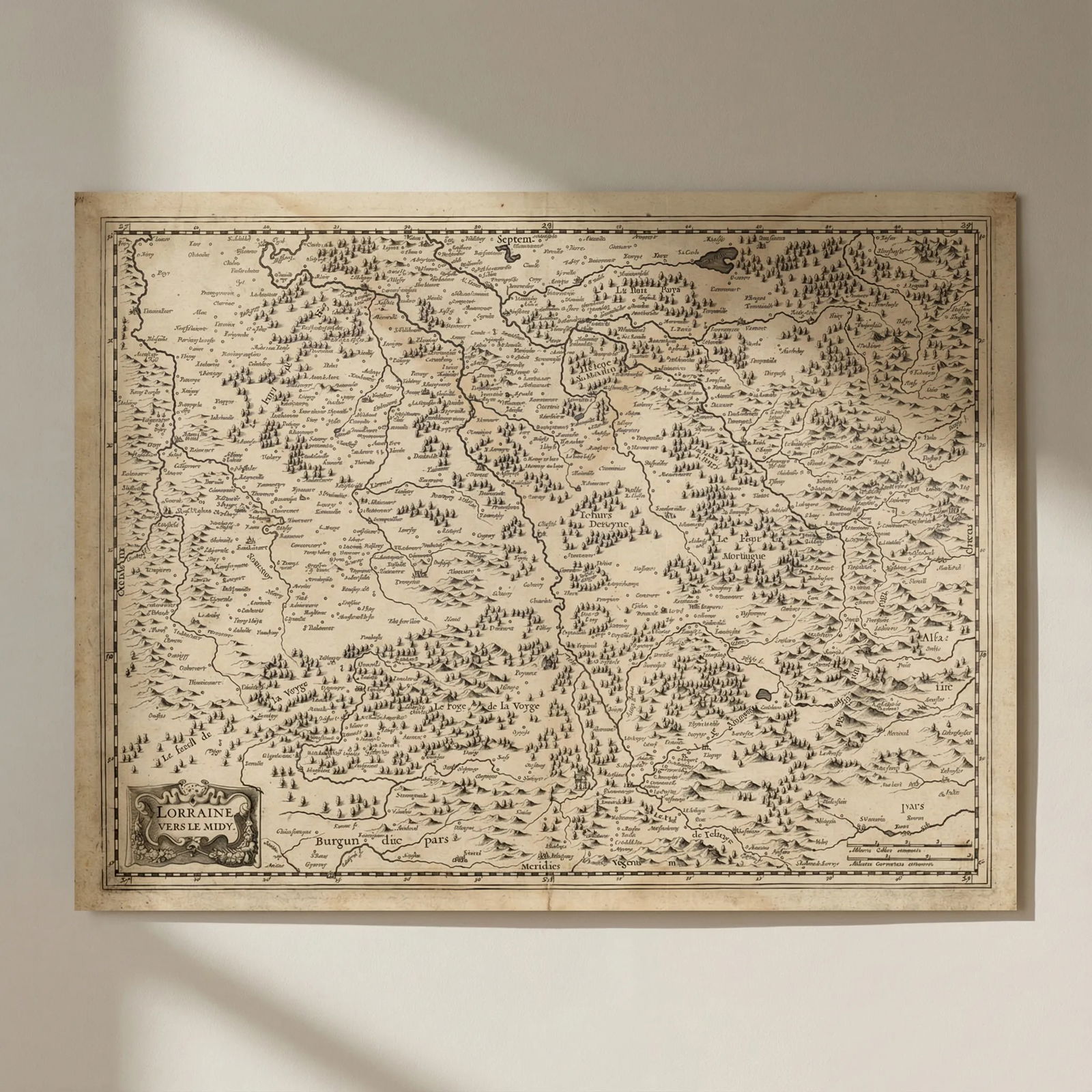 Lorraine vers le Midy. Meurthe-et-Moselle & Vosges. Janssonius c1631 old map: Title: Lorraine vers le Midy. Meurthe-et-Moselle & Vosges. Janssonius c1631 old map Description: Lorraine vers le Midy [Southern Lorraine]. Southern Lorraine, now roughly corresponding with the depart