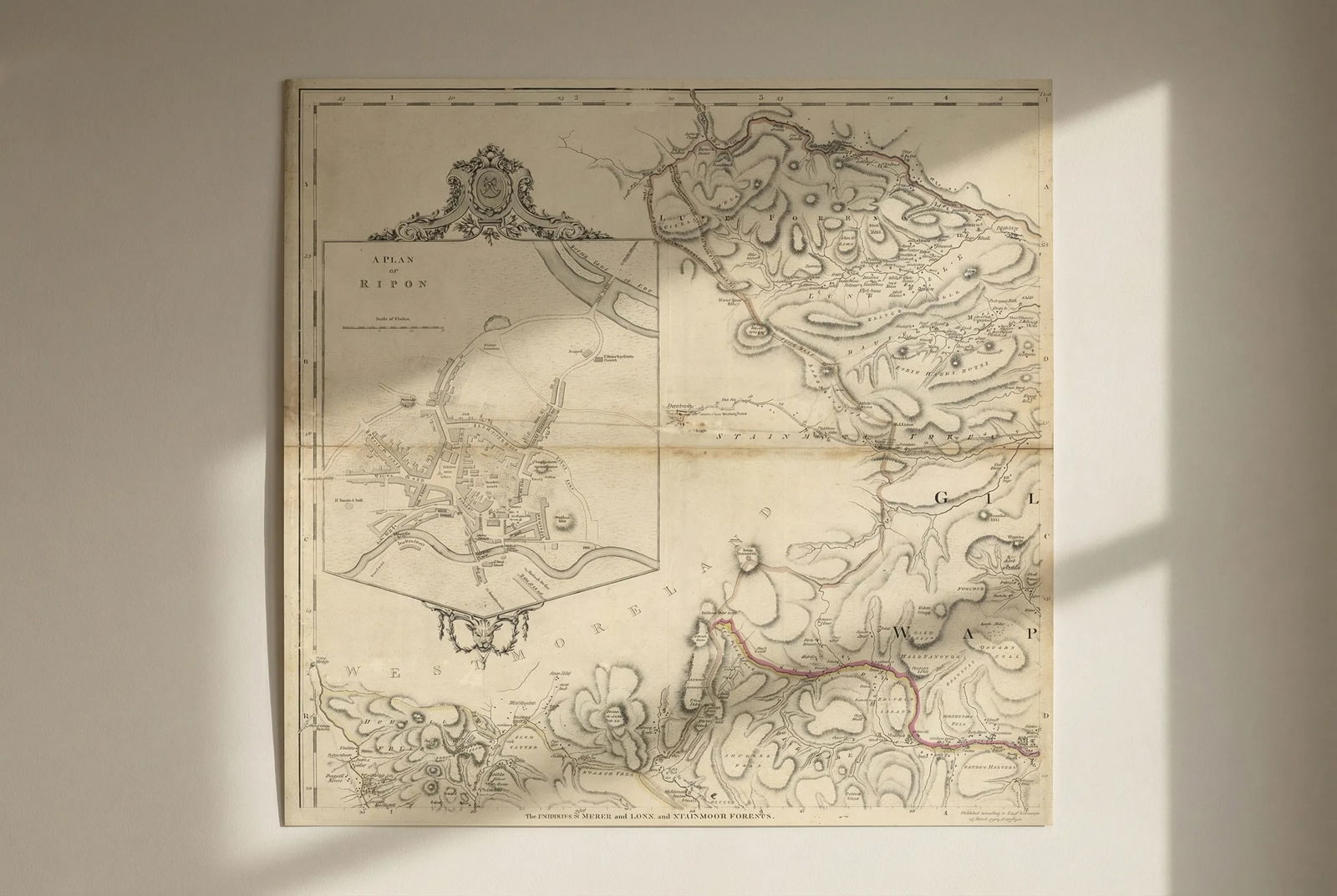 Ripon town plan & Yorkshire Dales. Lune & Stainmoor Forests. T Jefferys 1772 map: Title: Ripon town plan & Yorkshire Dales. Lune & Stainmoor Forests. T Jefferys 1772 map Description: The Environs of Muker and Lune and Stainmoor Forests // A Plan of Ripon'. A beautiful and highly de