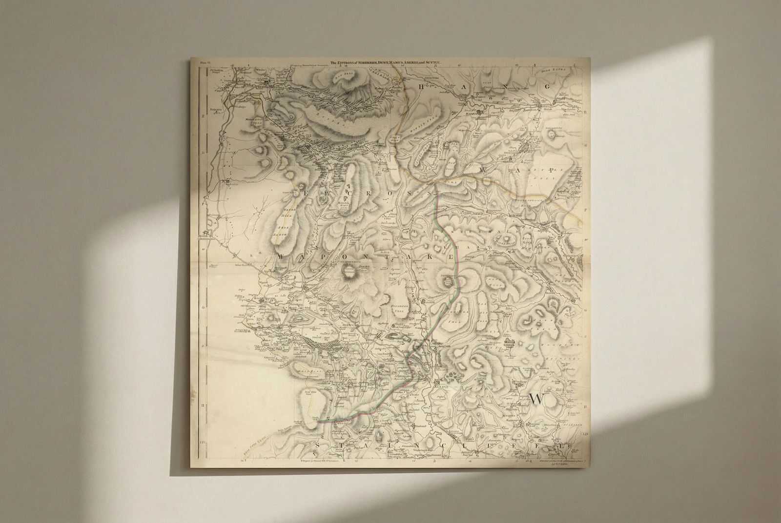 Yorkshire Dales. Sedbergh, Dent, Hawes, Askrigg & Settle. T. Jefferys 1772 map: Title: Yorkshire Dales. Sedbergh, Dent, Hawes, Askrigg & Settle. T. Jefferys 1772 map Description: The Environs of Sedbergh, Dent, Hawes, Askrig[g] and Settle. A beautiful and highly detailed topograp