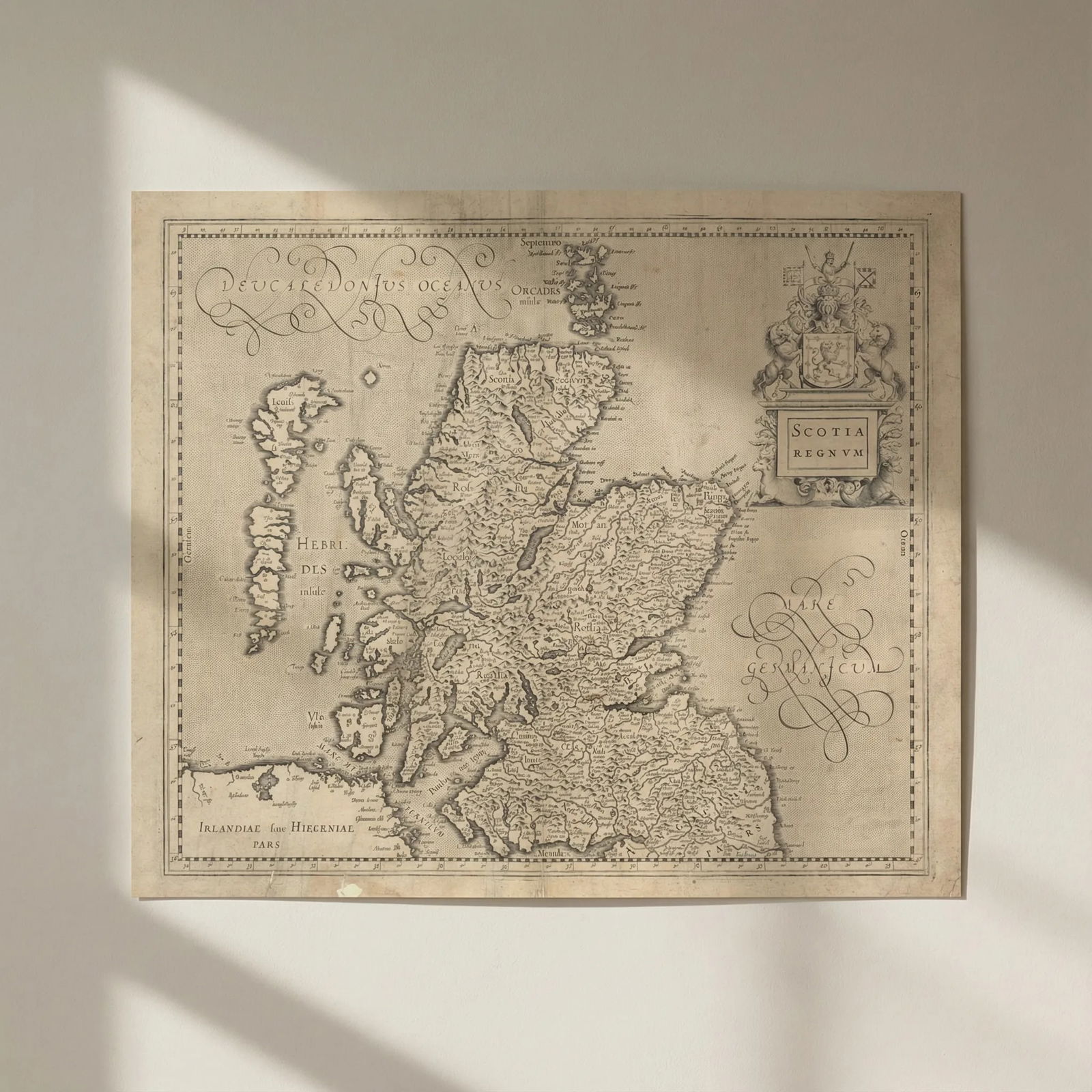 Scotia Regnum. Kingdom of Scotland. Jodocus Hondius / Gerard Mercator c1619 map: Title: Scotia Regnum. Kingdom of Scotland. Jodocus Hondius / Gerard Mercator c1619 map Description: Scotia Regnum [The Kingdom of Scotland]. Jodocus Hondius/Gerard Mercator. Published c1619. Large fol