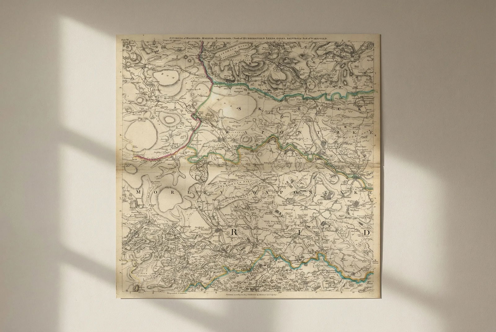 West Yorkshire. Bradford, Halifax, Huddersfield & Leeds. T. Jefferys 1772 map: Title: West Yorkshire. Bradford, Halifax, Huddersfield & Leeds. T. Jefferys 1772 map Description: The Environs of Bradford, Halifax, Harewood, (North of) Huddersfield, Leeds, Otley, Skipton & (Wes