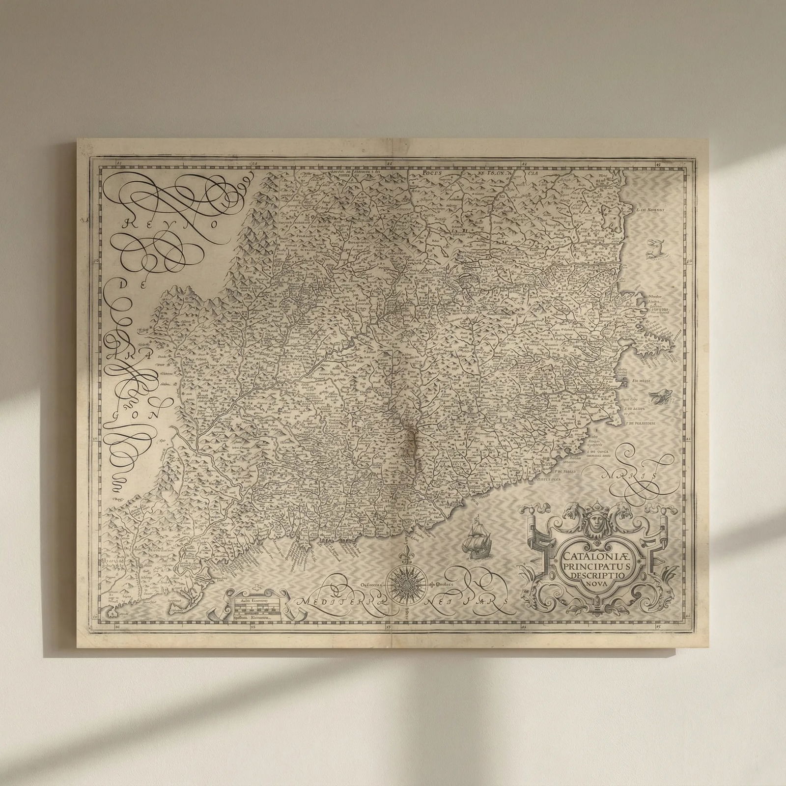 Cataloniae Principatus Descriptio Nova. Catalonia, Spain by Hondius c1606 map: Title: Cataloniae Principatus Descriptio Nova. Catalonia, Spain by Hondius c1606 map Description: Cataloniae Principatus Descriptio Nova [New description of the Principality of Catalonia]. Catalonia,