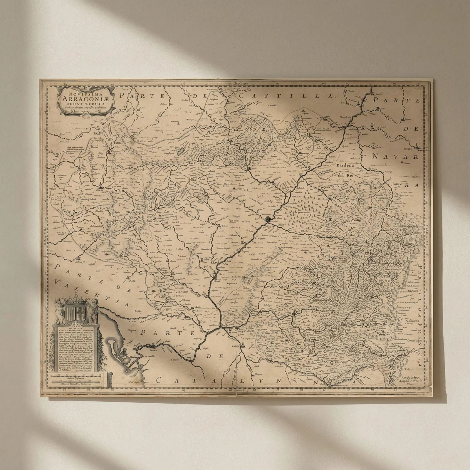 Novissima Arragoniae Regni Tabula. The Kingdom of Aragon by Hondius c1639 map: Title: Novissima Arragoniae Regni Tabula. The Kingdom of Aragon by Hondius c1639 map Description: Novissima Arragoniae Regni Tabula [Newest map of the Kingdom of Aragon]. The Spanish Province of Arago