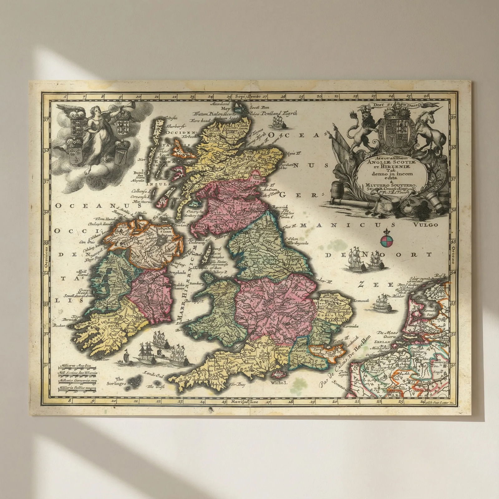Accuratissima Angliae Scotiae et Hiberniae. British Isles by Seutter c1744 map: Title: Accuratissima Angliae Scotiae et Hiberniae. British Isles by Seutter c1744 map Description: Accuratissima Angliae Scotiae et Hiberniae Tab. Demio in lucem edita a Matthaeo Seuttero S.C.M. Geogr