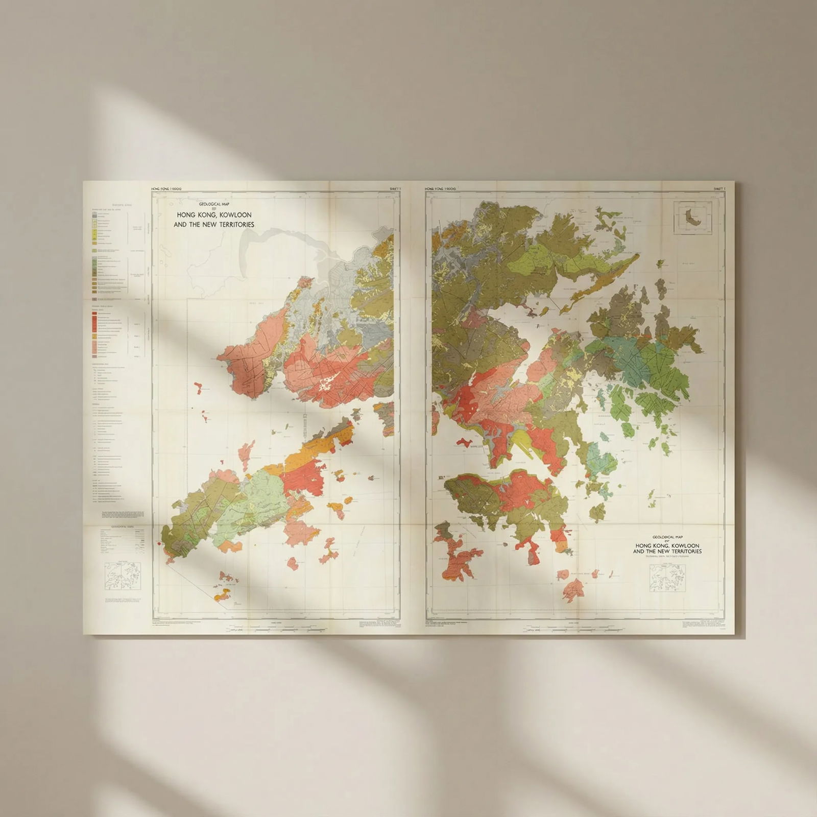 Geological Map of Hong Kong, Kowloon and the New Territories. 2 Sheets 1972: Title: Geological Map of Hong Kong, Kowloon and the New Territories. 2 Sheets 1972 Description: Geological Map of Hong Kong, Kowloon and the New Territories [2 Sheets]. Geologically surveyed by P. M.