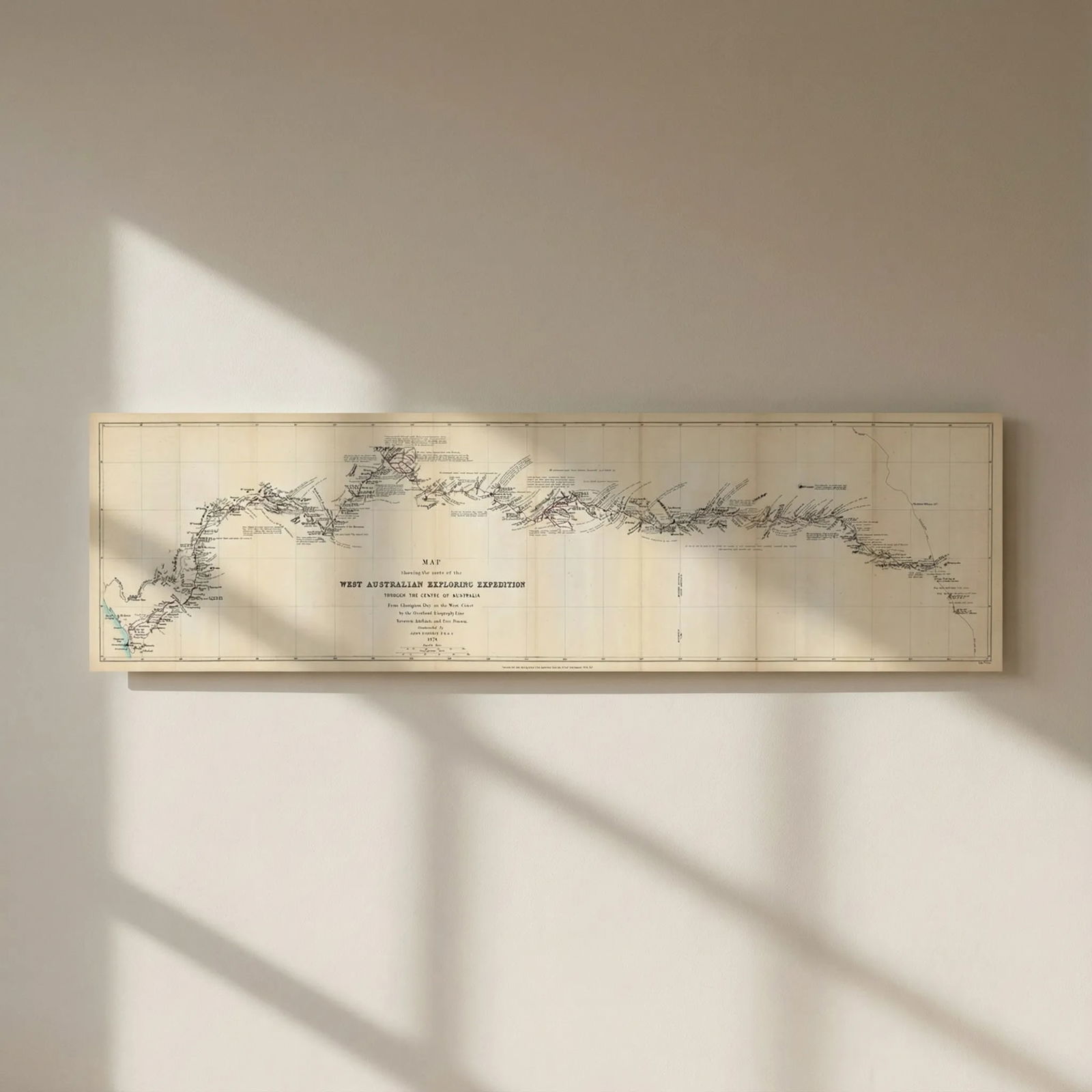 West Australian Exploring Expedition. John Forrest route. RGS 1875 old map: Title: West Australian Exploring Expedition. John Forrest route. RGS 1875 old map Description: Map showing the route of the West Australian Exploring Expedition through the centre of Australia from Ch