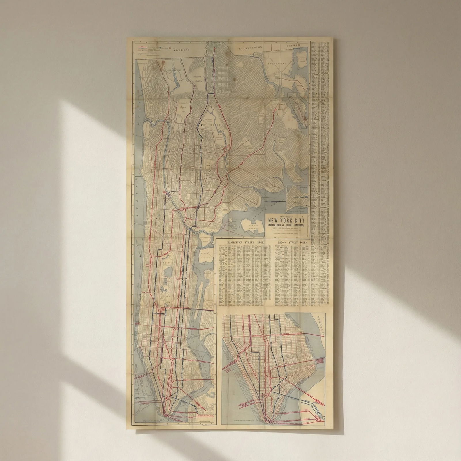 New Official Subway System Map of New York City. IRT/Elevated lines 38x18in 1920: Title: New Official Subway System Map of New York City. IRT/Elevated lines 38x18in 1920 Description: [New Official Subway System Map of New York City, Manhattan & Bronx] New Map of New York City &
