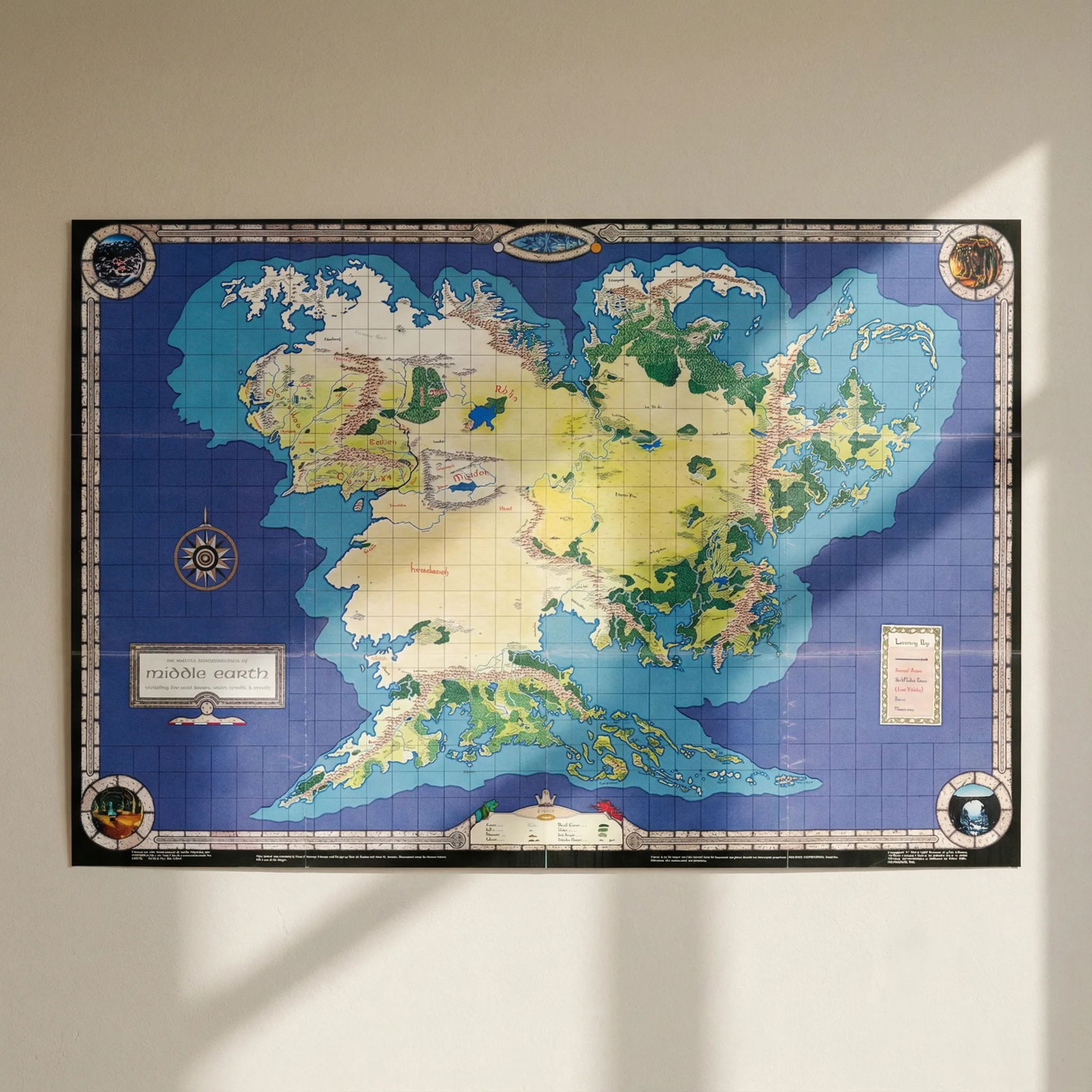 An Artist’s Interpretation of Middle Earth. Peter Fenlon after Tolkien 1982 map: Title: An Artist’s Interpretation of Middle Earth. Peter Fenlon after Tolkien 1982 map Description: An Artist’s Interpretation of Middle Earth (including the Wild Lands - east, south &