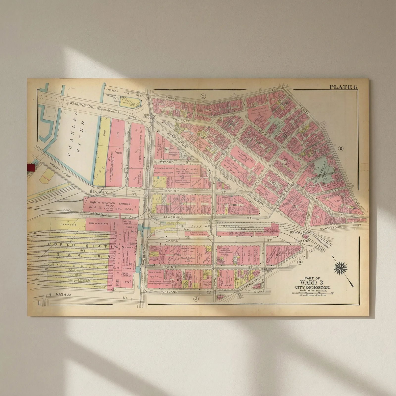 Boston #6 West End, North Station/North End. Bullfinch Triangle BROMLEY 1928 map: Title: Boston #6 West End, North Station/North End. Bullfinch Triangle BROMLEY 1928 map Description: Plate 6 - Part of Ward 3 - City of Boston [West End, North Station and southern North End, Bullfinc