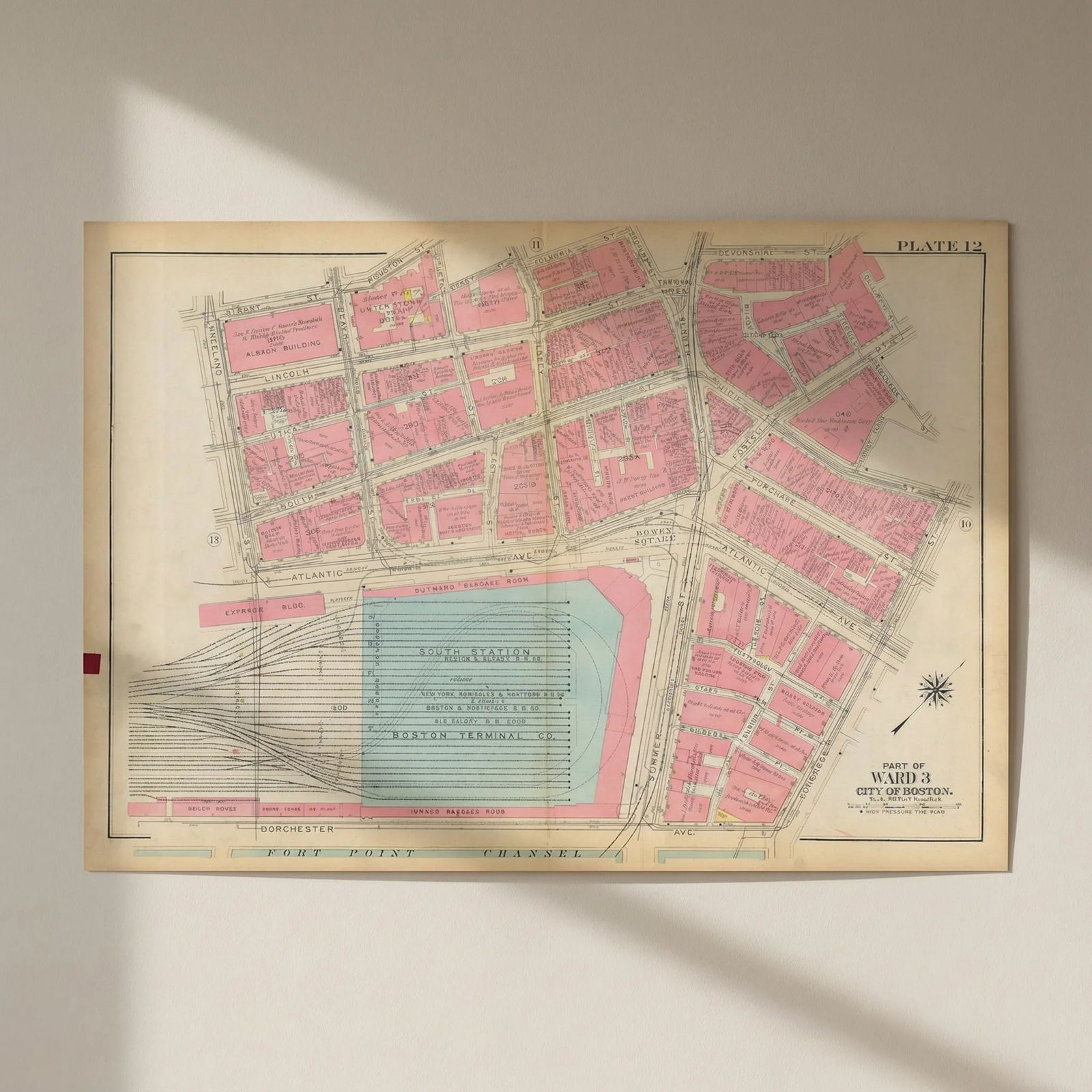 Boston #12 South Station/Dewey Sq. Leather/Financial Districts. BROMLEY 1928 map: Title: Boston #12 South Station/Dewey Sq. Leather/Financial Districts. BROMLEY 1928 map Description: Plate 12 - Part of Ward 3 - City of Boston [South Station area, Downtown Waterfront, Leather Distri