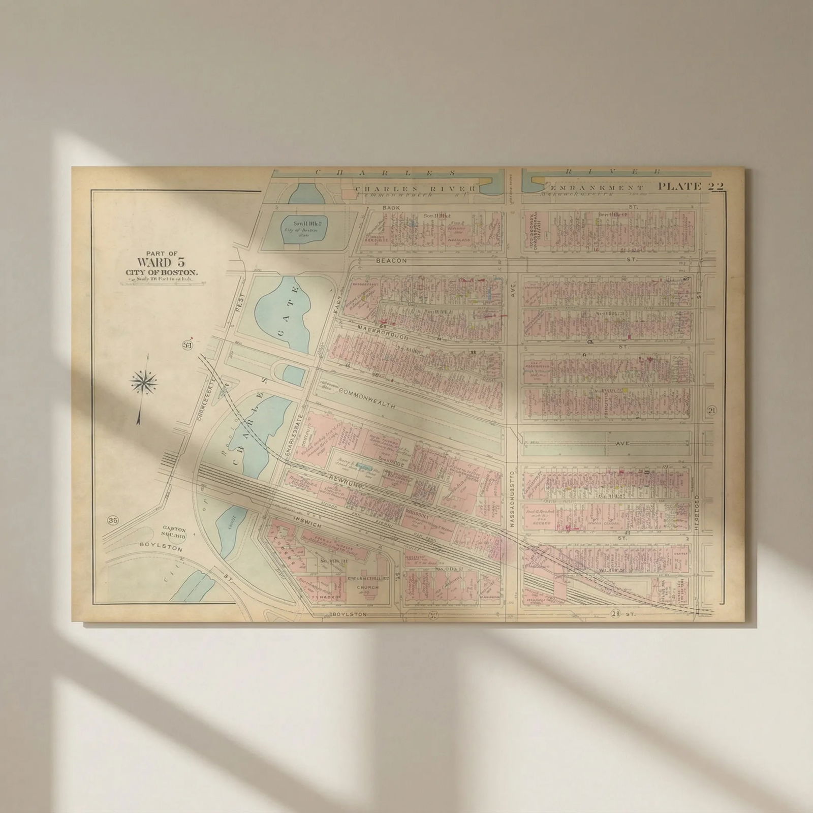 Boston #22 Back Bay. Charlesgate Park / Commonwealth Avenue. BROMLEY 1928 map: Title: Boston #22 Back Bay. Charlesgate Park / Commonwealth Avenue. BROMLEY 1928 map Description: Plate 22 - Part of Ward 5 - City of Boston [Back Bay (Hereford St. to Charlesgate and Mass. Ave.)]. Th