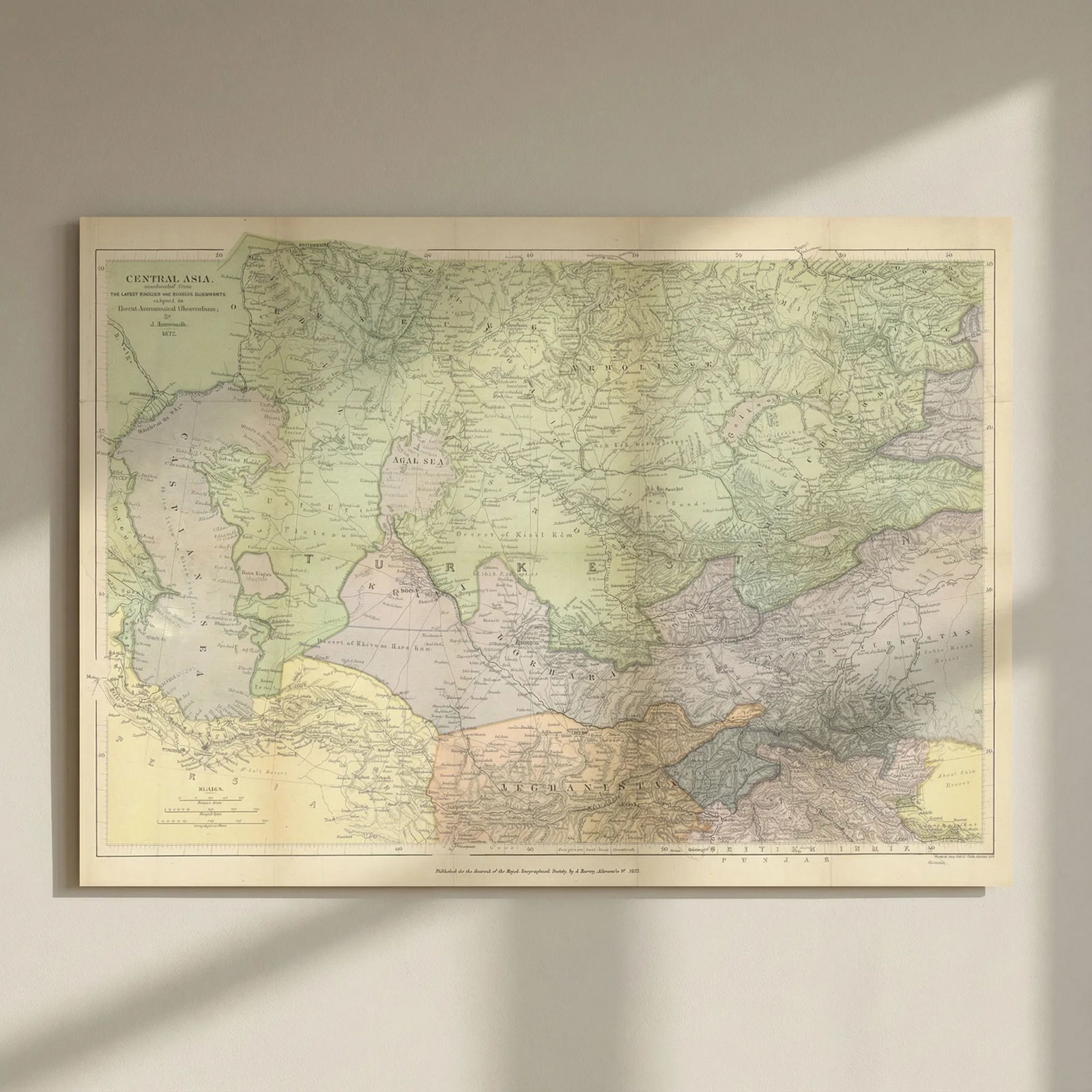 Central Asia from English & Russian surveys. 50x36cm. Arrowsmith/RGS 1875 map: Title: Central Asia from English & Russian surveys. 50x36cm. Arrowsmith/RGS 1875 map Description: Central Asia constructed from the latest English and Russian documents adapted to recent astronomical