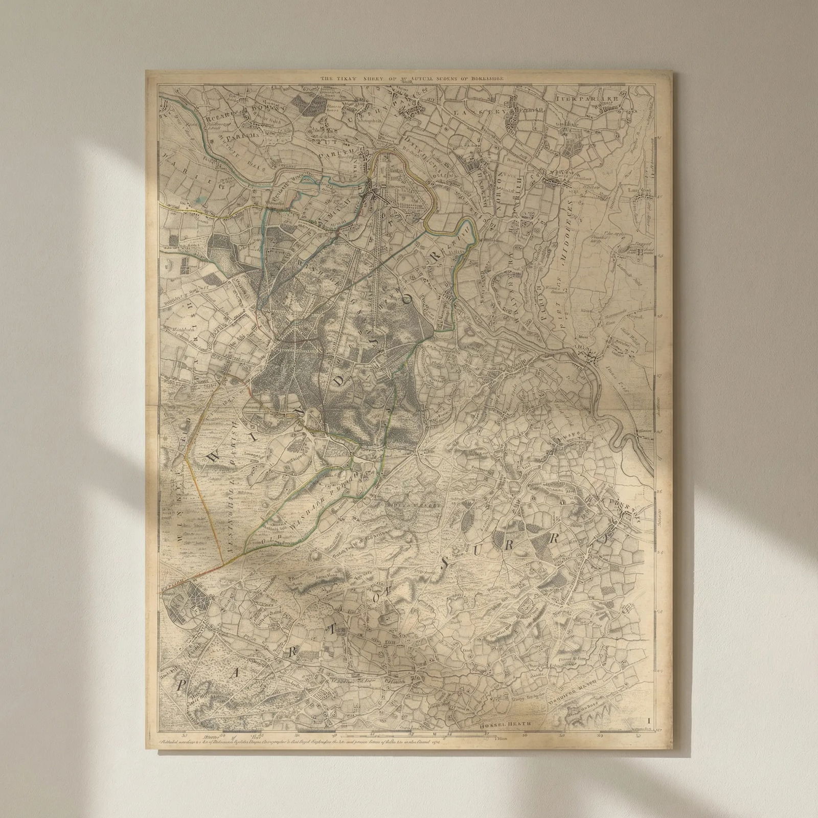 Thames Valley & Windsor Great Park. Eton Staines Chertsey Bray. Rocque 1761 map: Title: Thames Valley & Windsor Great Park. Eton Staines Chertsey Bray. Rocque 1761 map Description: [Sheet 1 from John Rocque's A Topographical Survey of the County of Berks]. A single map sheet from