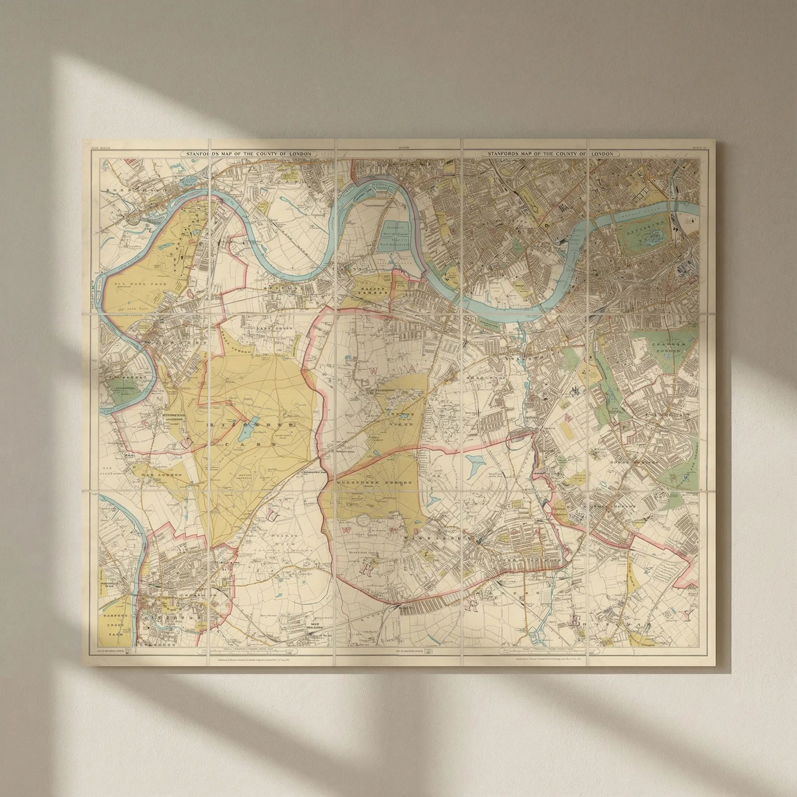 Stanford's New Map of the County of London—South West sheet. 70x84cm 1907: Title: Stanford's New Map of the County of London—South West sheet. 70x84cm 1907 Description: Stanford's [New] Map of the County of London [South West]. Sheets 11, 12, 16 & 17 from Stanford'