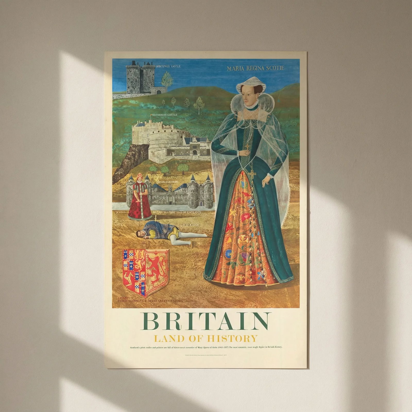 Britain, Land of History tourist poster by Barry Evans. Mary Queen of Scots 1965 (1 of 4)