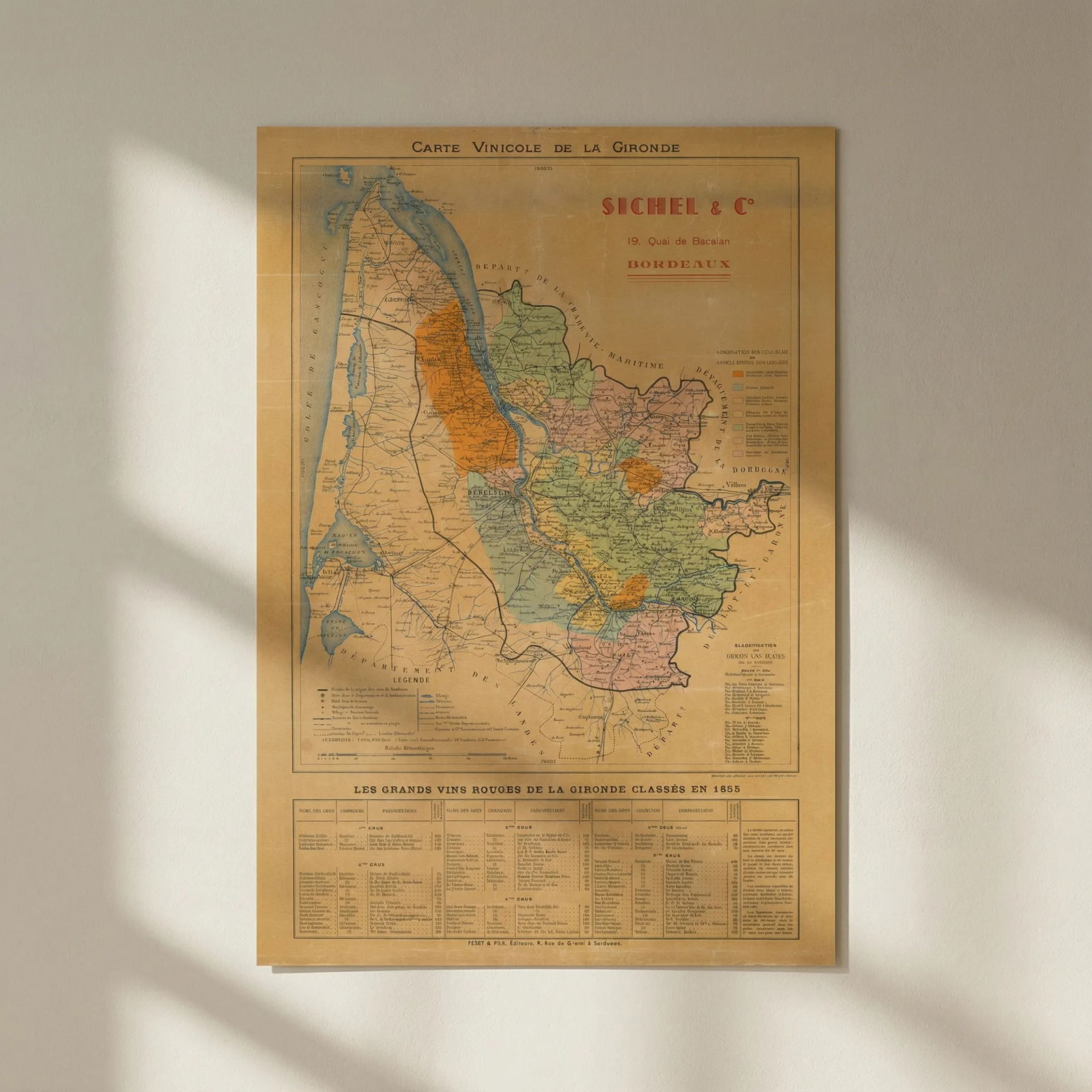 Carte Vinicole de la Gironde. Bordeaux Wine. Féret for Sichel & Co c1929 map: Title: Carte Vinicole de la Gironde. Bordeaux Wine. Féret for Sichel & Co c1929 map Description: Carte Vinicole de la Gironde - Sichel & Co.'. Féret et fils for Sichel & Co.. Published c