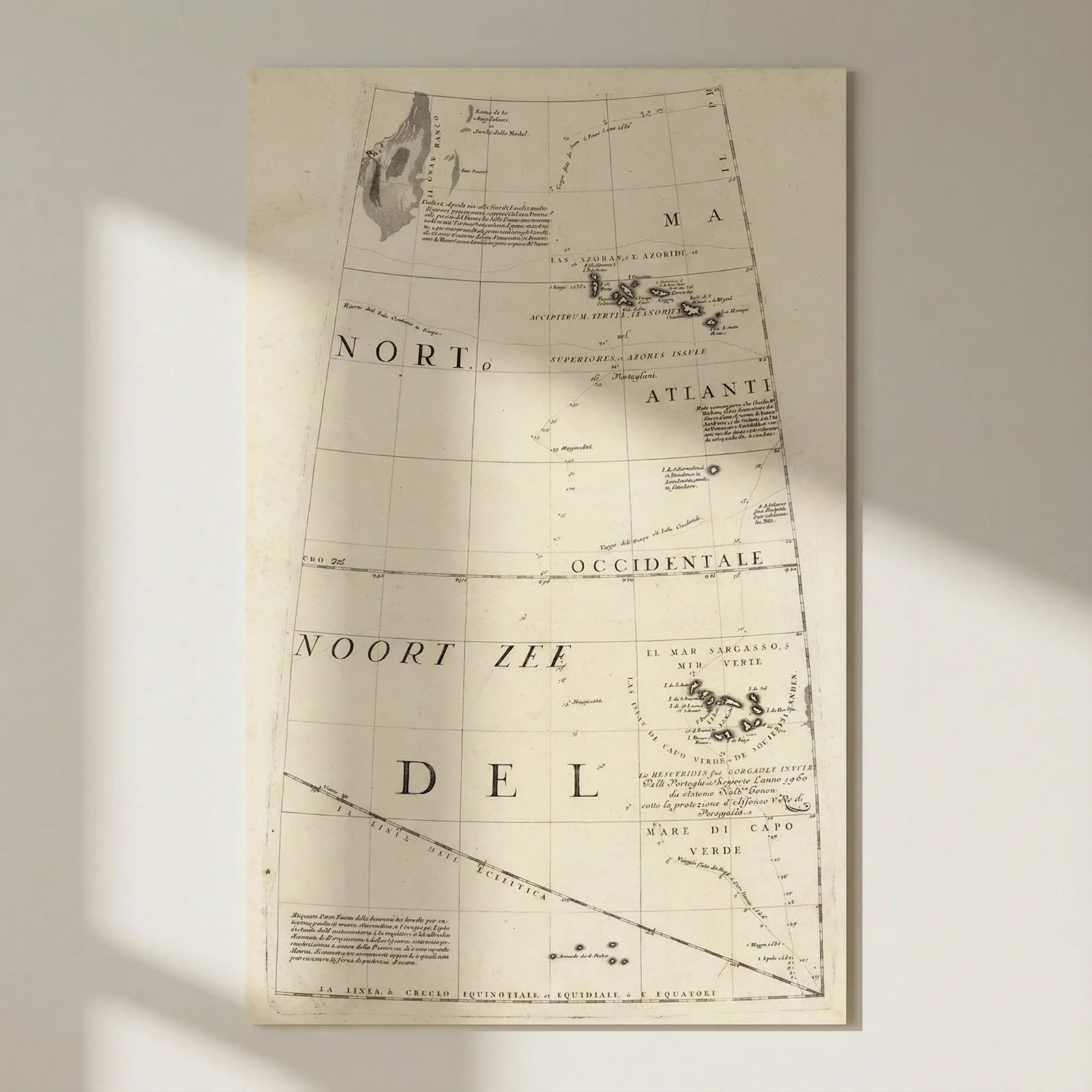 Coronelli Globe Gore. Azores & Cape Verde Islands/North Atlantic Ocean 1695 map (1 of 4)