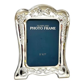 Vintage Silver Plate Repousse Picture Frame With Bows & Swags