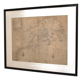 Mount & Page Framed Antique Map Sea Chart East Coast North America