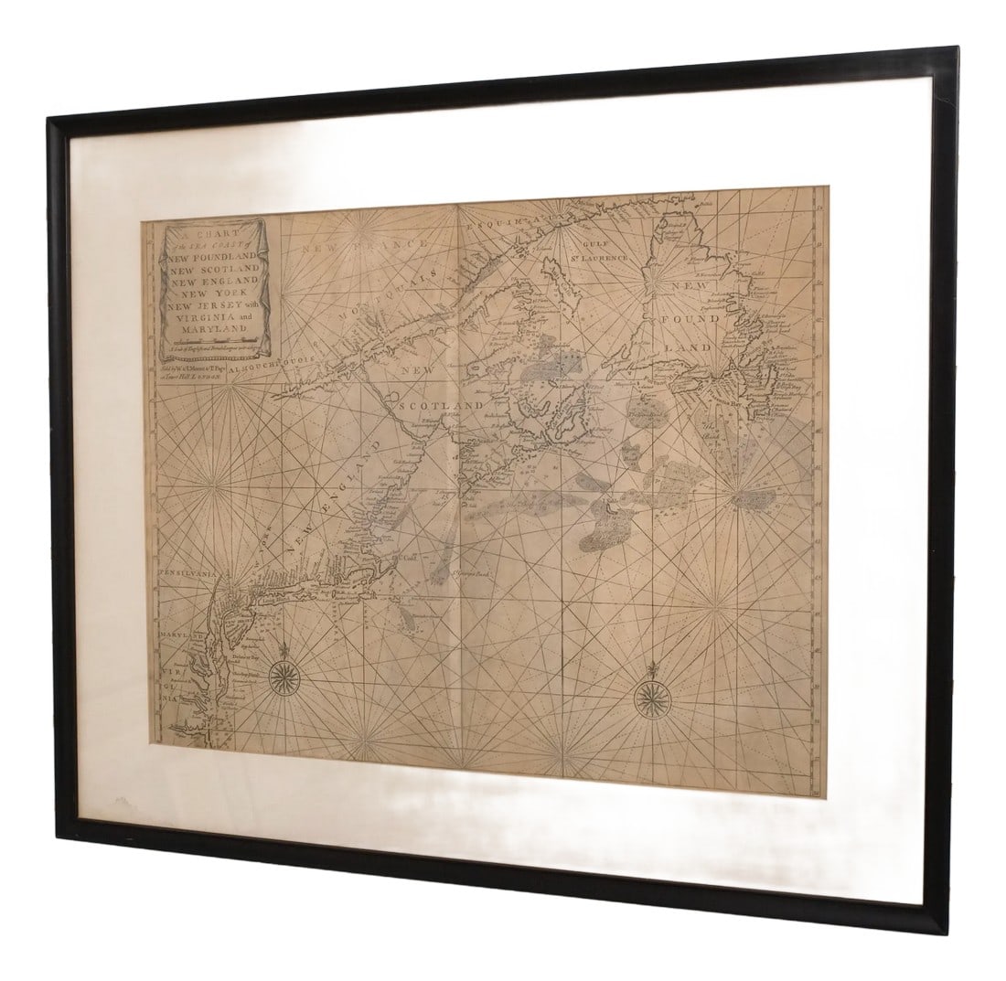 Mount & Page Framed Antique Map Sea Chart East Coast North America (1 of 8)
