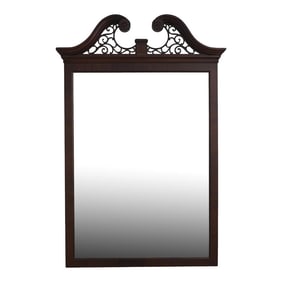Century Chippendale Mahogany Mirror W. Pediment Top