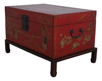 Vintage Chinese Paint Decorated Flip Top Box