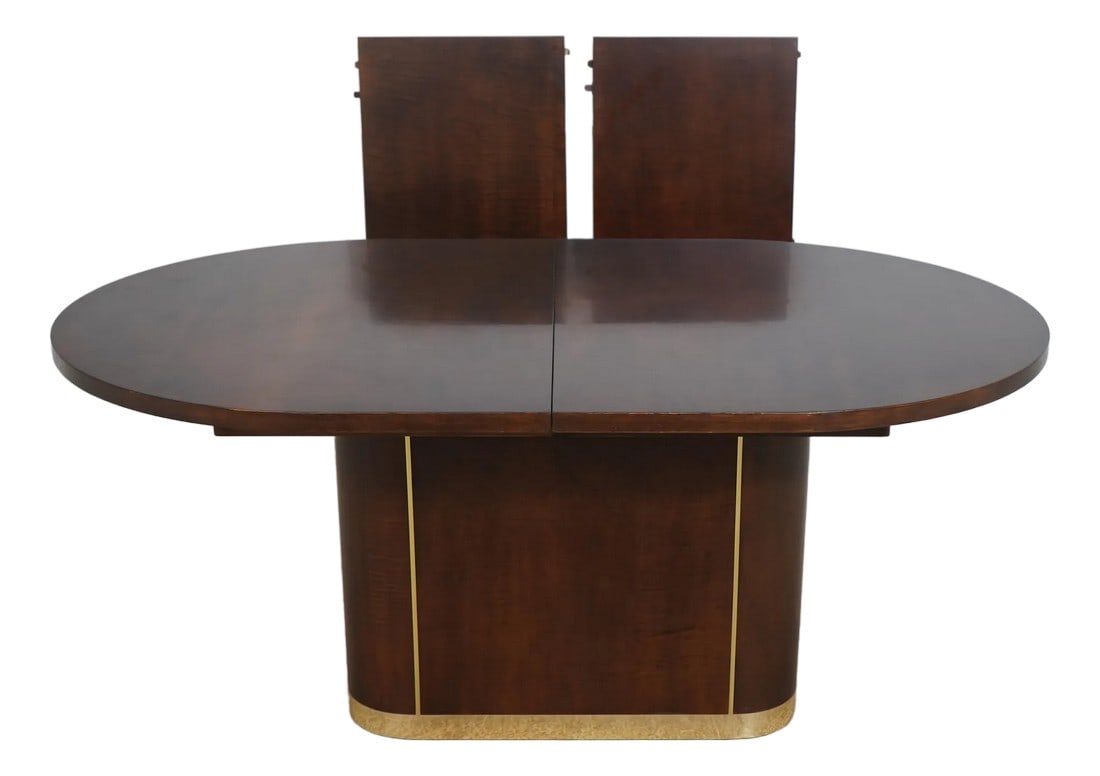 John Widdicomb Mid Century Modern Dining Room Table: Age: Approx: 40 Years Old Details: Modern Design Quality Construction Brass Trimwork Condition: Excellent Condition - Minor Signs Of Light Household Use-Age Size: 44w x 70d x 30h 2 - 20 inch leaves <b