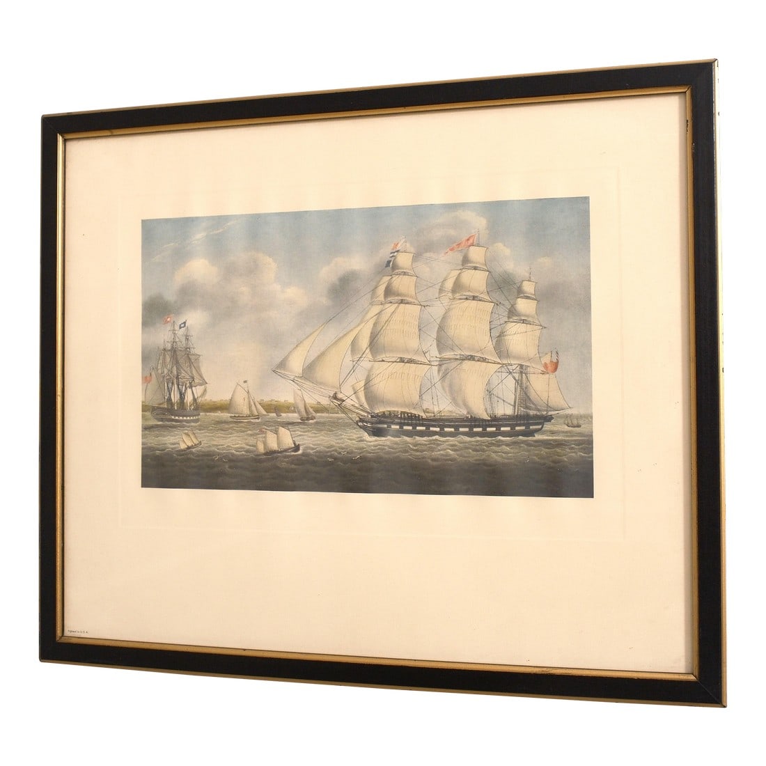 Vintage Colored Engraving of British Tall Ships 19th Century (1 of 8)