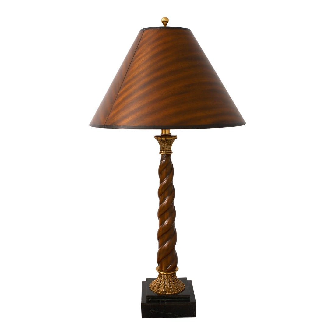 Maitland Smith Spiral Wood Table Lamp on Marble Base (1 of 12)