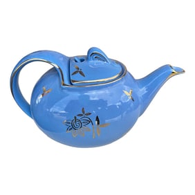 1940s Art Deco Blue & Gold Hall China Tea Pot