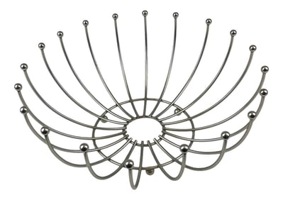 1960s Mid-Century Modern Brutalist Satin Finish Steel Bread or Fruit Basket