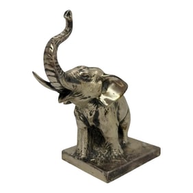 1930"s Alfred J. Flauder Weidlich Bros. Silverplated Art Deco Elephant Sculpture Figurine