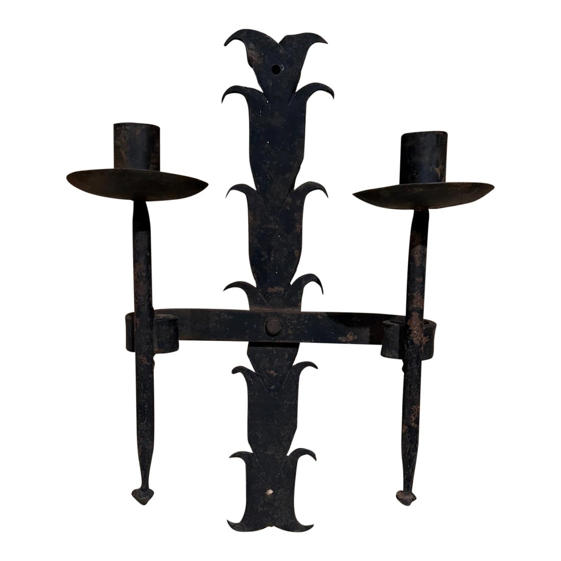 French Antique Forged Wrought Iron Candle Holder Sconce (1 of 12)