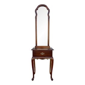 Single Drawer Cherry Entryway Console Table With Mirror