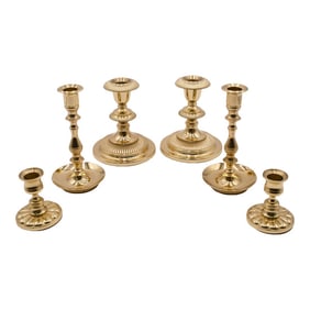 Baldwin 3 Pair of Brass Colonial Style Candlesticks (3 Sizes)