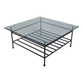 Charleston Forge Glass Top Iron Base Coffee Table