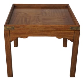 Drexel Oak Rustic Square Brass Band Lamp Table