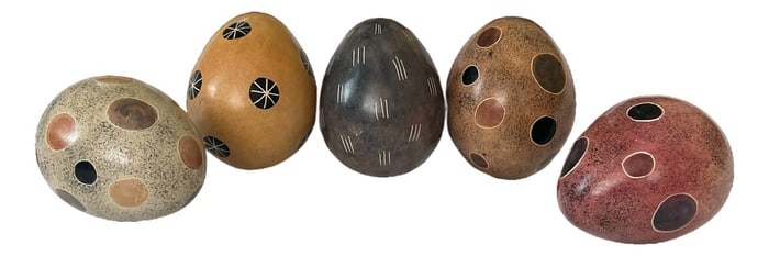 Collection of Vintage African Hand-Carved and Decorated Soapstone Eggs Â‚Ã„