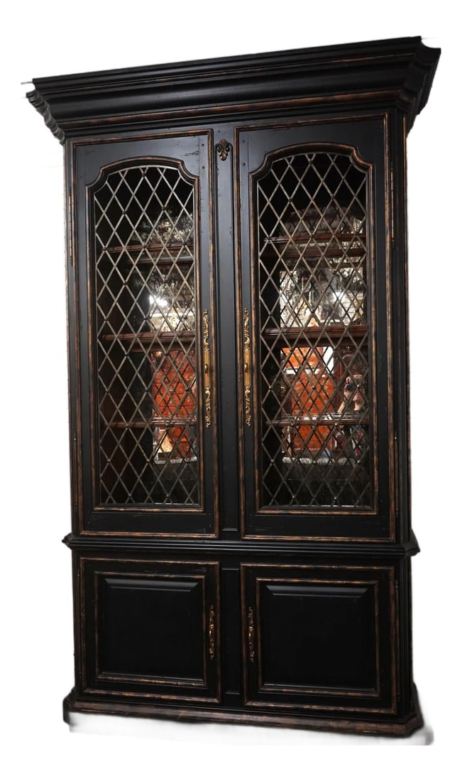 Marge Carson Monumental Black Painted Finish China Cabinet (1 of 14)