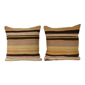 Striped Turkish Kilim Pillow Cover - A Pair