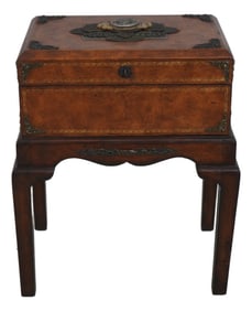 Stunning Chinese Style Leather Wrapped Box on Stand