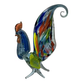 Large Vintage Hand Blown Glass Murano Rooster