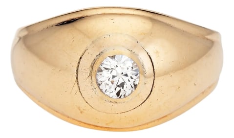 C1944 Vintage Diamond Signet Ring Sz 6.5 Band 14k Yellow Gold Fine Jewelry