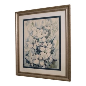White Flowers Watercolor Painting Signed Diana Ottenberg