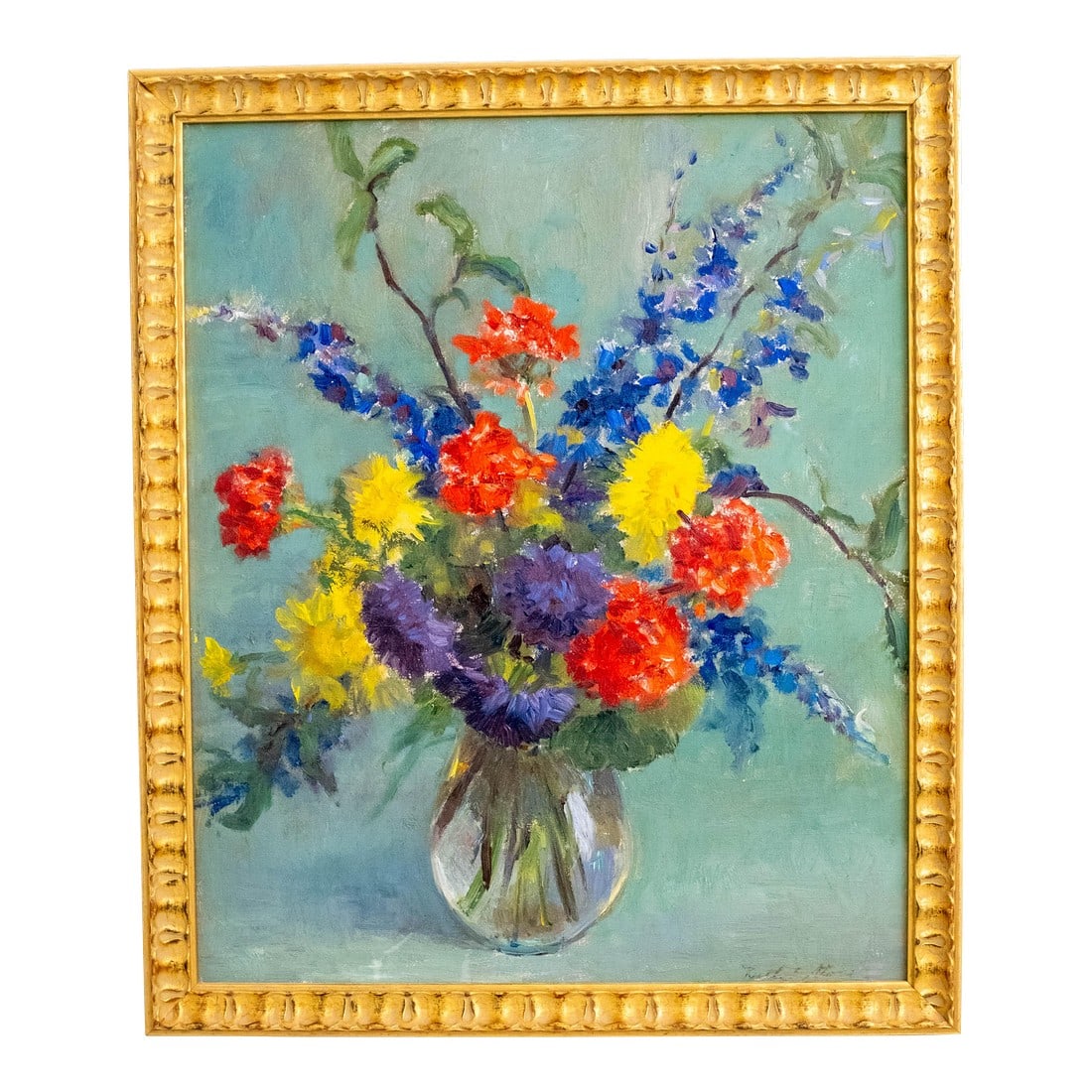 Abstract Still Life Flowers in Vase Oil Painting Signed (1 of 8)